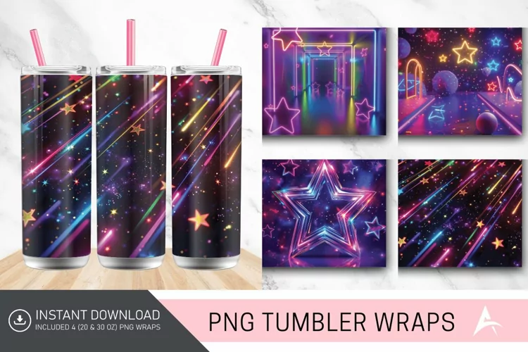 3D Neon Starry Nights Tumbler wrap