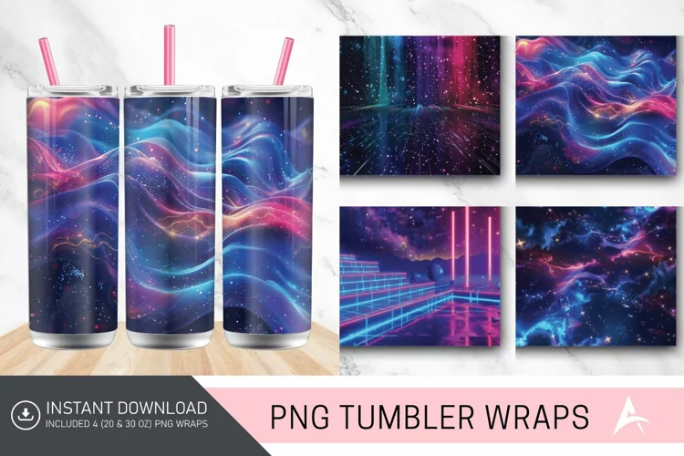3D Neon Starry Nights Tumbler wrap
