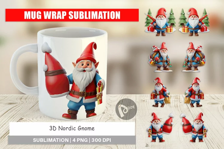 Mug Wrap Design 3D Nordic Gnome