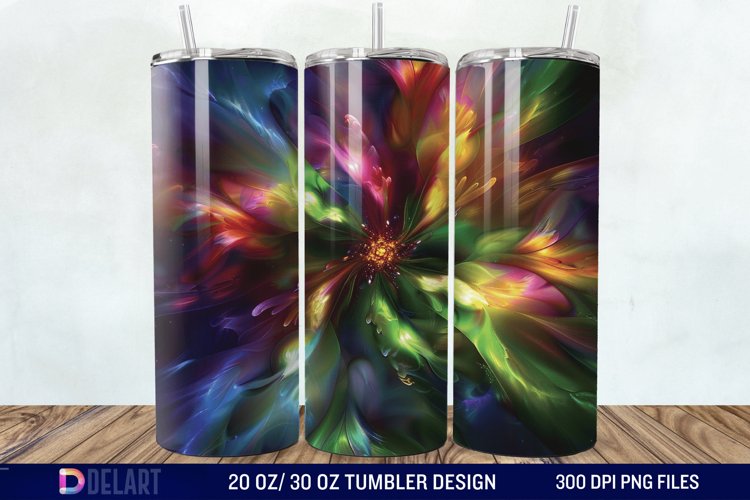 3D Northern Lights Flower Tumbler Wrap example image 1