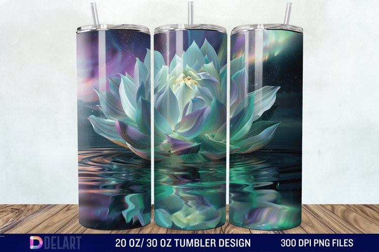3D Northern Lights Flower Tumbler Wrap example image 1