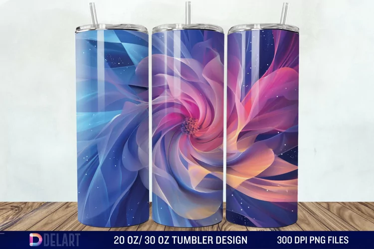 3D Northern Lights Flower Tumbler Wrap