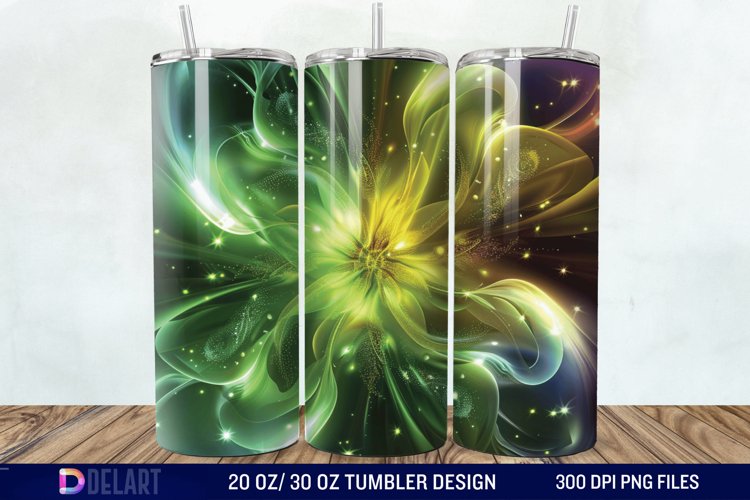 3D Northern Lights Flower Tumbler Wrap example image 1