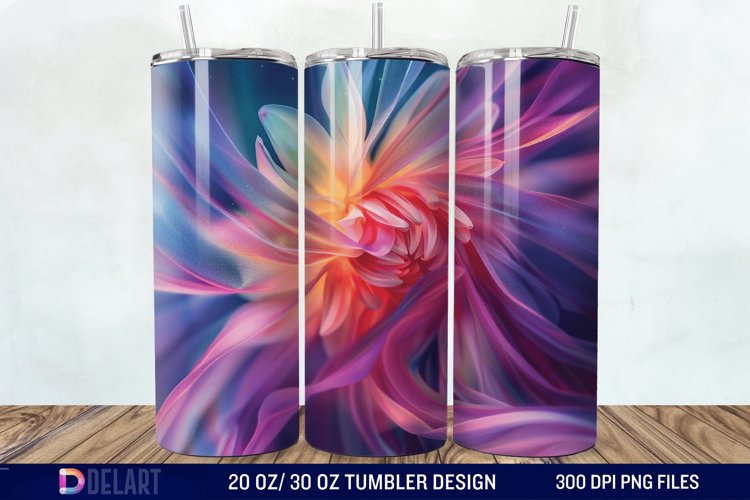 3D Northern Lights Flower Tumbler Wrap example image 1
