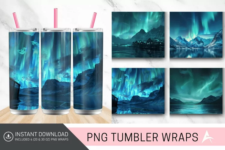 3D Northern Lights Norway Tumbler wrap