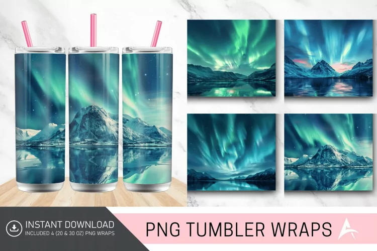 3D Northern Lights Norway Tumbler wrap