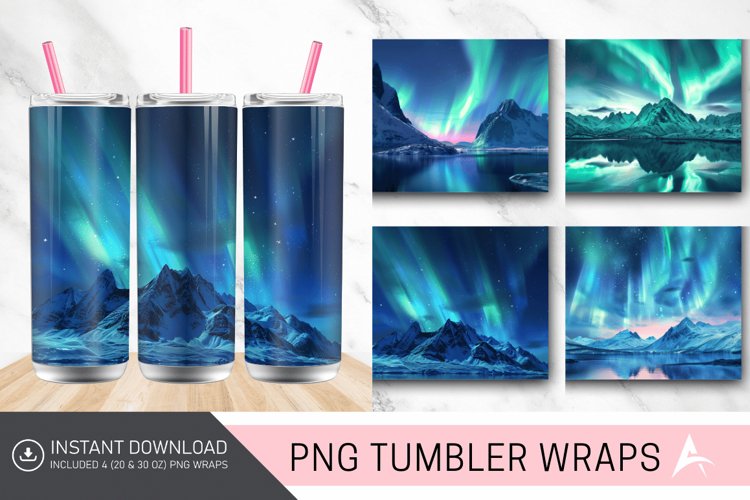 3D Northern Lights Norway Tumbler wrap