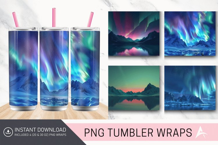 3D Northern Lights Norway Tumbler wrap
