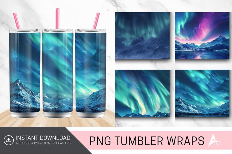 3D Northern Lights Norway Tumbler wrap