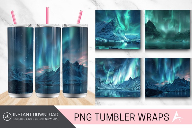 3D Northern Lights Norway Tumbler wrap