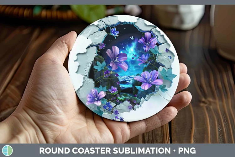 3D Northern Lights Round Coaster Sublimation Coaster Designs