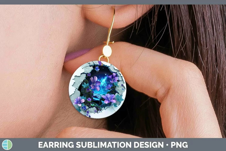 3D Northern Lights Round Earrings Sublimation Earrings Desig