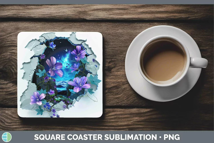 3D Northern Lights Square Coaster Sublimation Coaster Design