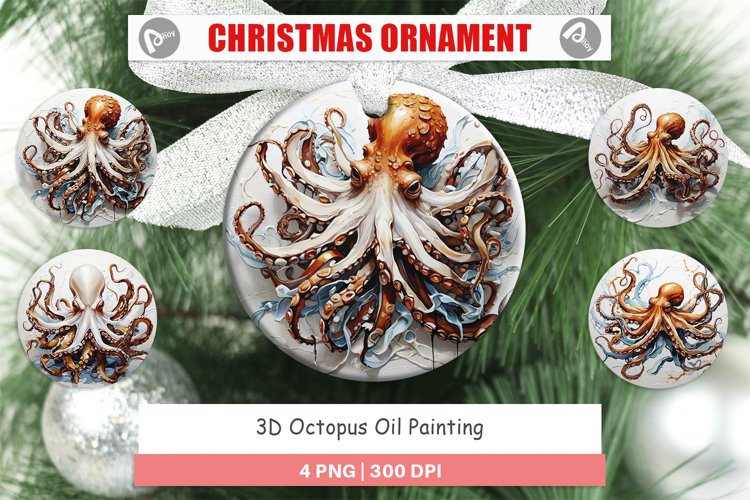 Christmas Ornaments 3D Octopus Painting