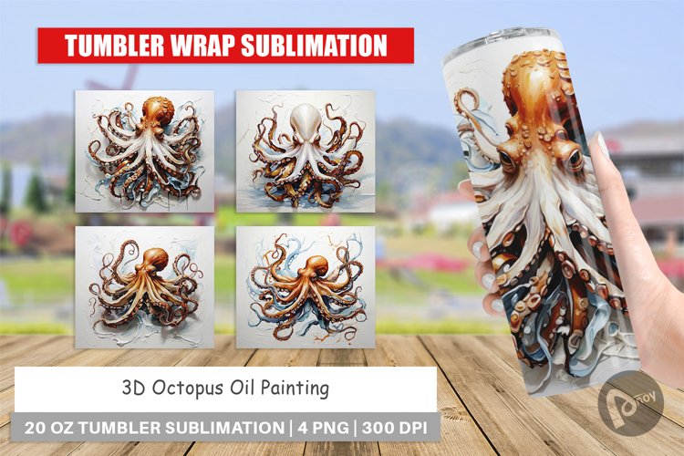 Tumbler Wrap 3D Octopus Painting