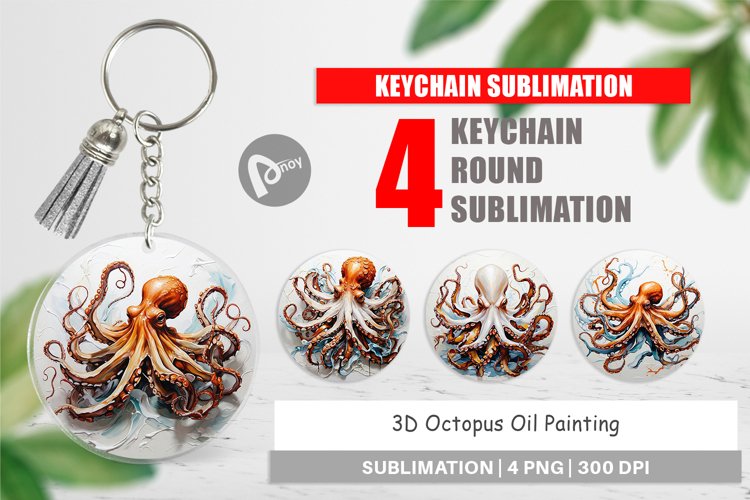 Keychain 3D Octopus Painting