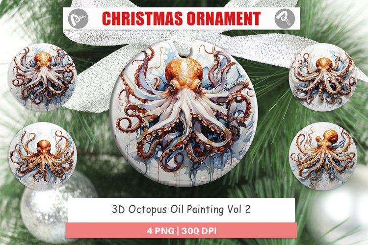 Christmas Ornaments 3D Octopus Painting