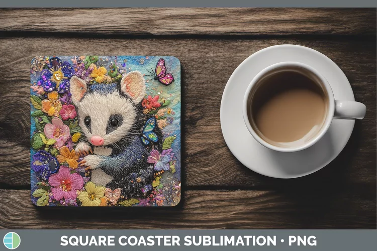 3D Opossum Square Coaster Sublimation Coaster Designs