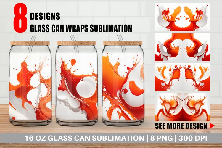 Glass Can Wraps 3D Orange Liquids
