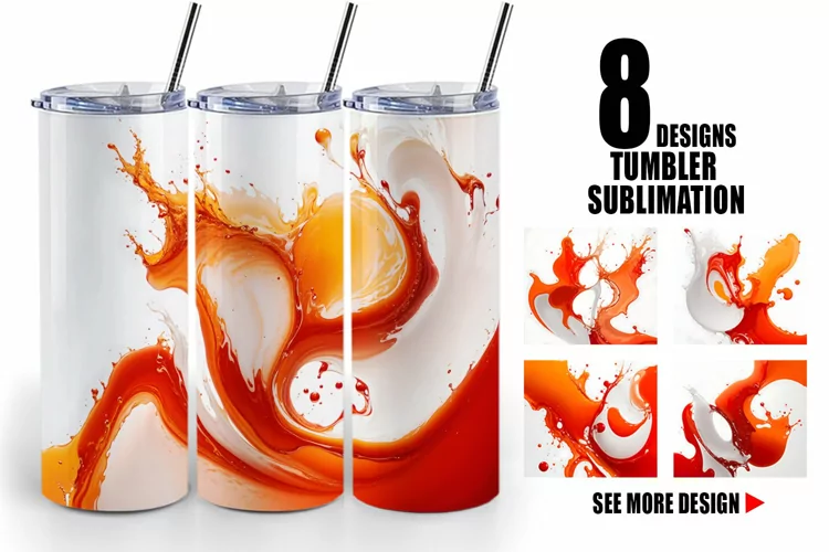 3D Orange Liquids | Tumbler Sublimation Wrap