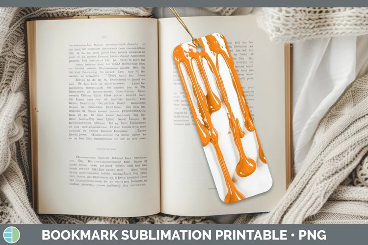 3D Orange Slime Bookmark Sublimation Printable Designs