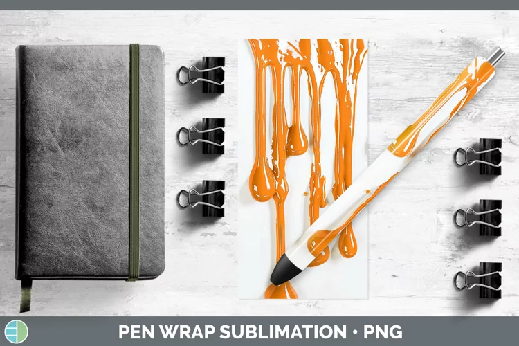 3D Orange Slime Pen Wrap Sublimation Epoxy Pen Designs