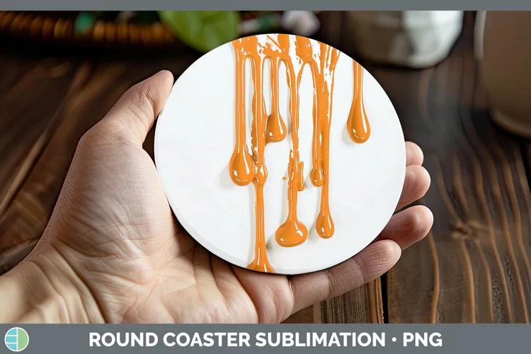 3D Orange Slime Round Coaster Sublimation Coaster Designs