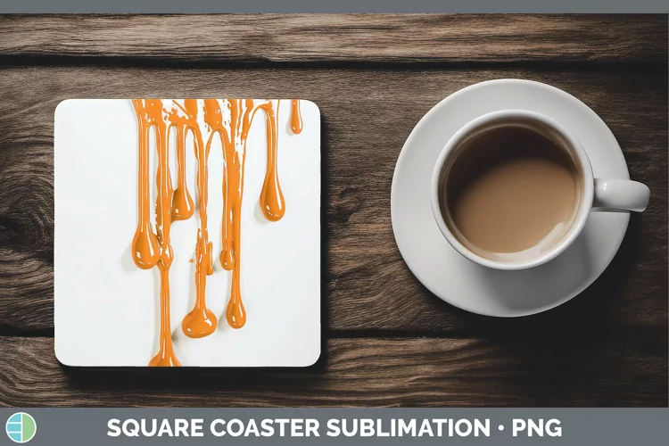 3D Orange Slime Square Coaster Sublimation Coaster Designs