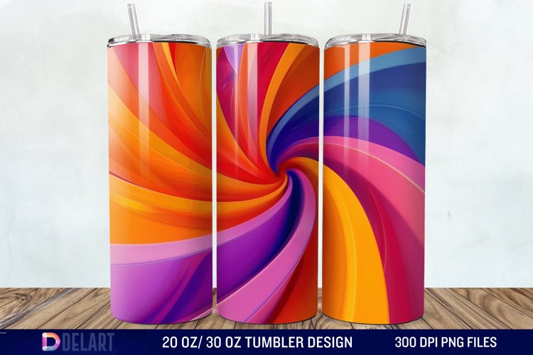3D Orange Yellow Red Blue Purple Tumbler Wrap example image 1