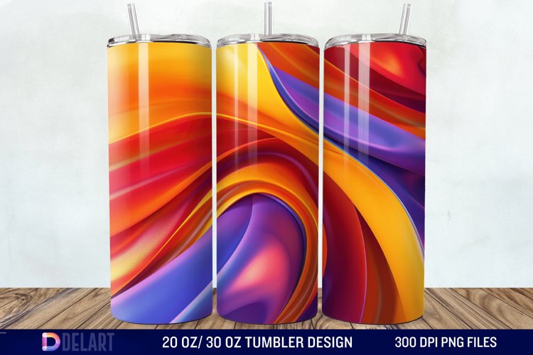 3D Orange Yellow Red Blue Purple Tumbler Wrap example image 1