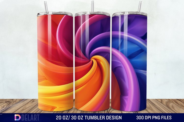 3D Orange Yellow Red Blue Purple Tumbler Wrap example image 1