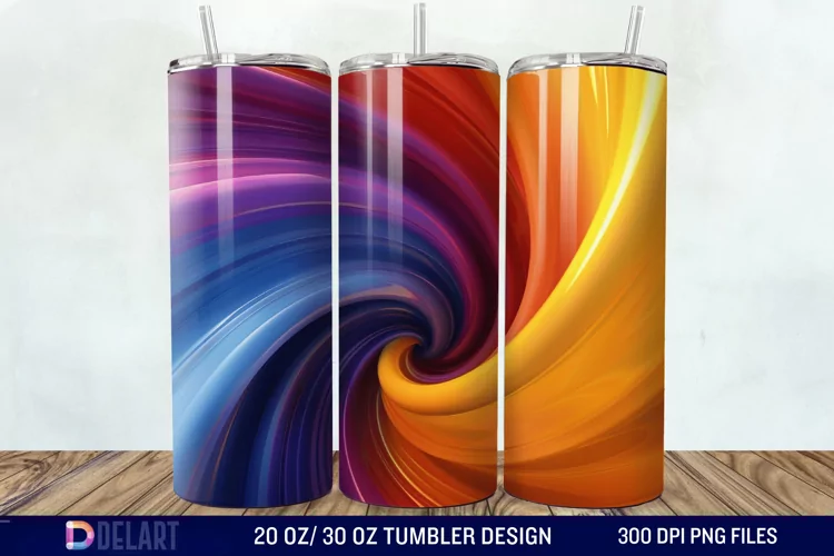 3D Orange Yellow Red Blue Purple Tumbler Wrap