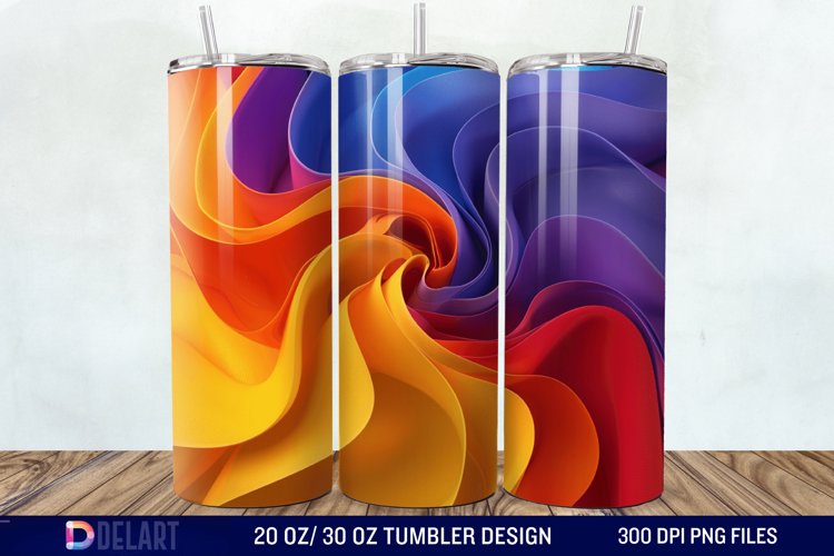 3D Orange Yellow Red Blue Purple Tumbler Wrap example image 1