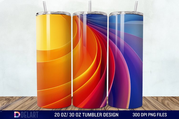 3D Orange Yellow Red Blue Purple Tumbler Wrap example image 1