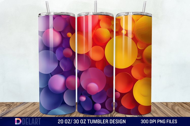 3D Orange Yellow Red Blue Purple Tumbler Wrap example image 1