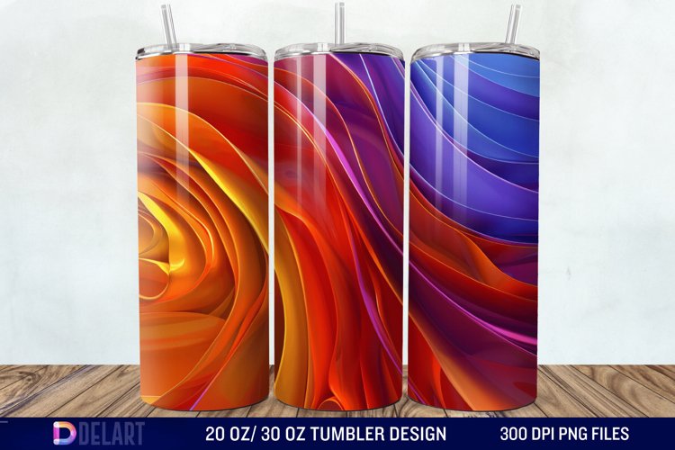 3D Orange Yellow Red Blue Purple Tumbler Wrap example image 1