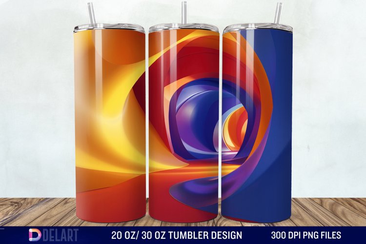 3D Orange Yellow Red Blue Purple Tumbler Wrap example image 1