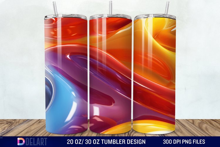 3D Orange Yellow Red Blue Purple Tumbler Wrap example image 1