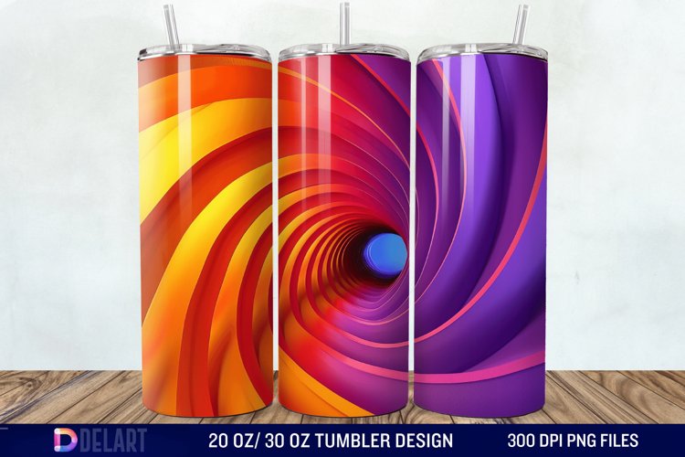 3D Orange Yellow Red Blue Purple Tumbler Wrap example image 1