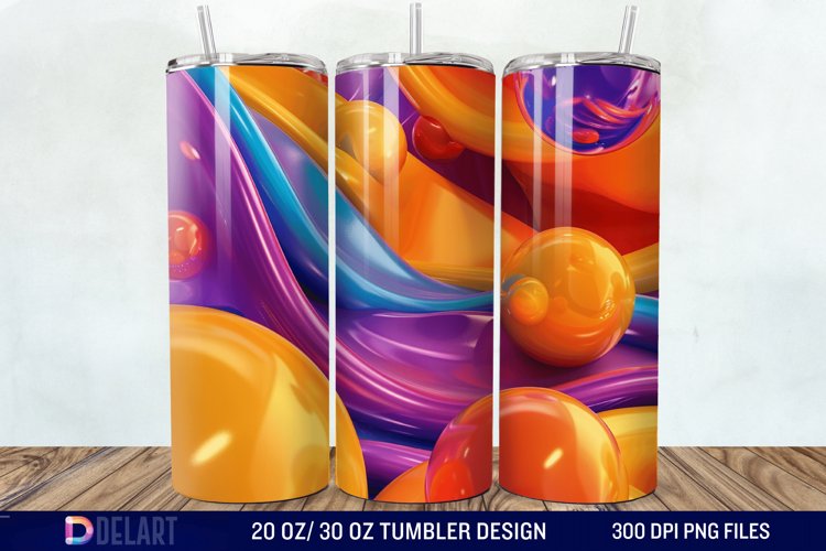 3D Orange Yellow Red Blue Purple Tumbler Wrap example image 1