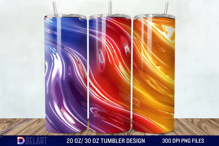 3D Orange Yellow Red Blue Purple Tumbler Wrap example image 1