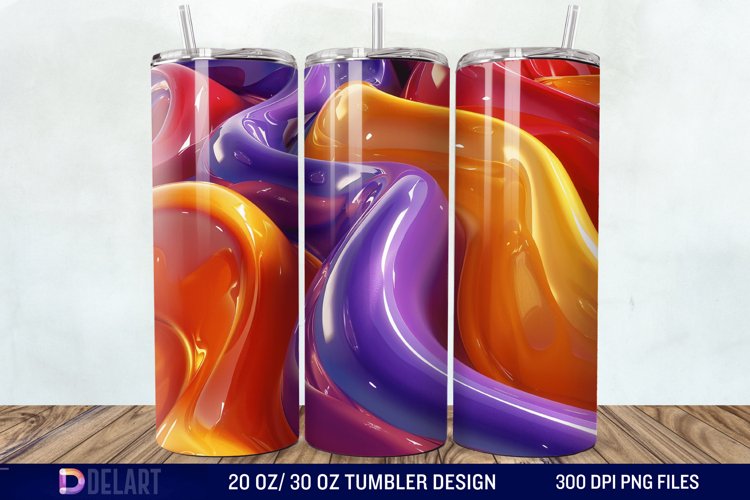 3D Orange Yellow Red Blue Purple Tumbler Wrap example image 1