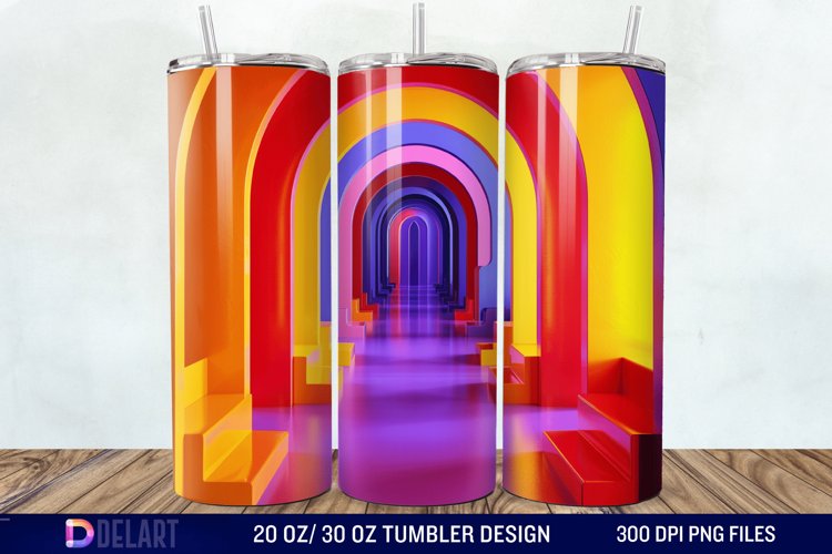 3D Orange Yellow Red Blue Purple Tumbler Wrap example image 1