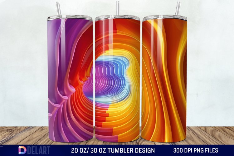 3D Orange Yellow Red Blue Purple Tumbler Wrap example image 1
