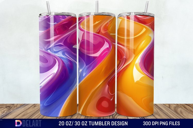3D Orange Yellow Red Blue Purple Tumbler Wrap example image 1
