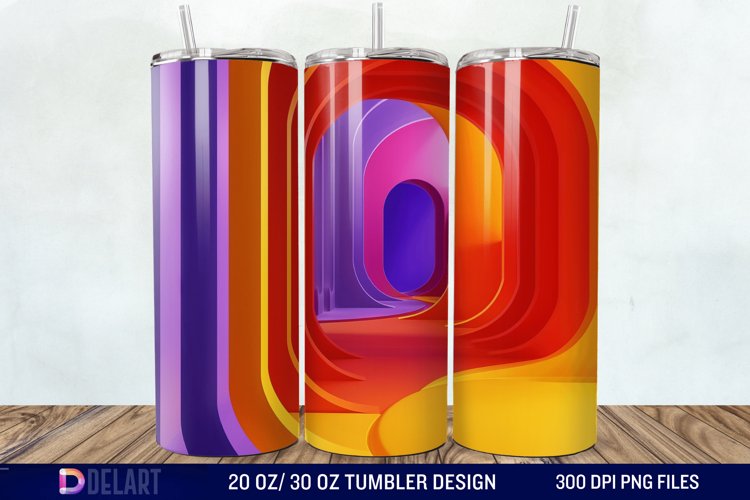 3D Orange Yellow Red Blue Purple Tumbler Wrap example image 1