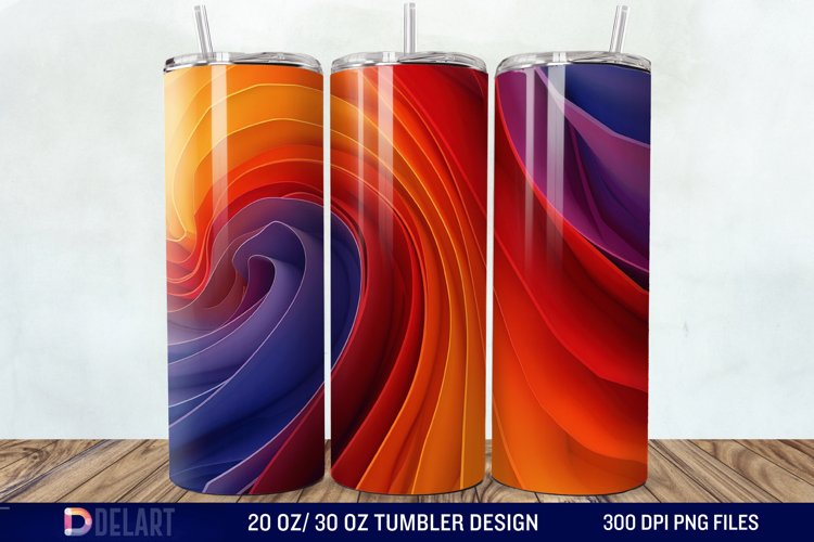 3D Orange Yellow Red Blue Purple Tumbler Wrap example image 1