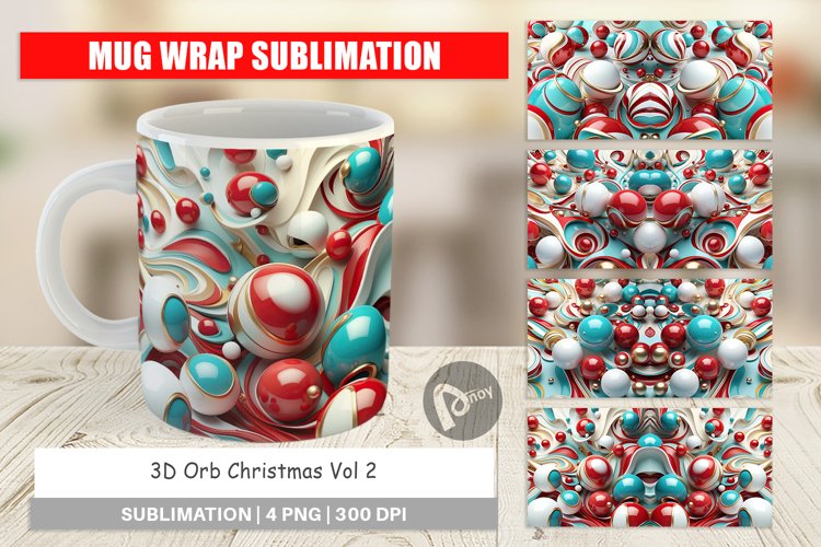 Mug Wrap Design 3D Orb Christmas