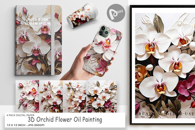 Digital Paper 3D Orchid Flower