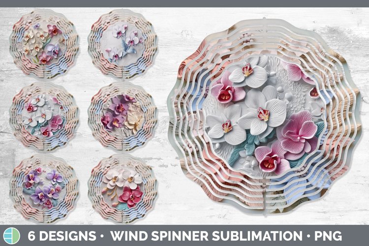 3D Orchid Flowers Wind Spinner | Sublimation Spinner Designs